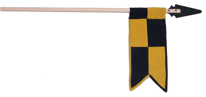 Lance normande pour enfant, avec drapeau noir et jaune