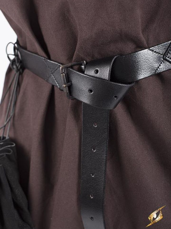 Ceinture longue avec surpiqûres, noire