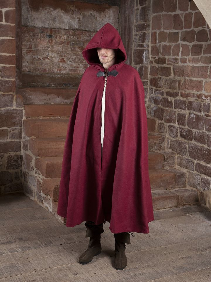 Cape unisexe en laine rouge 131 cm