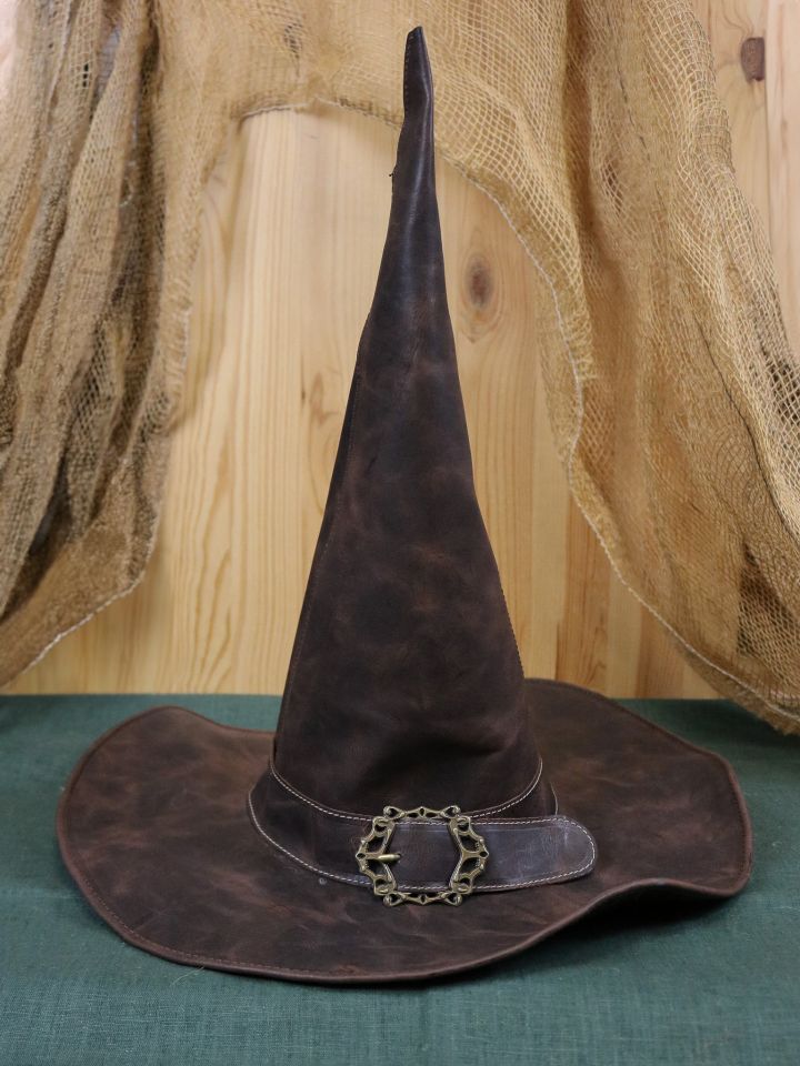 Chapeau de magicien en cuir marron