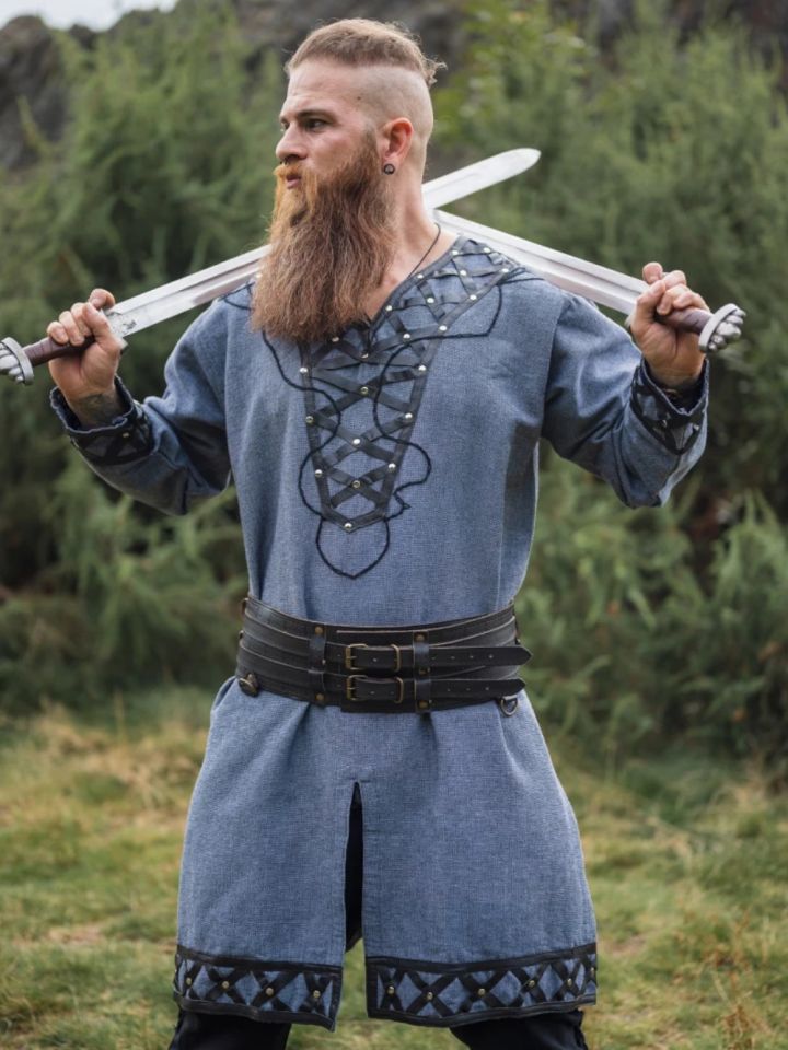 Tunique viking Erik en bleu-gris