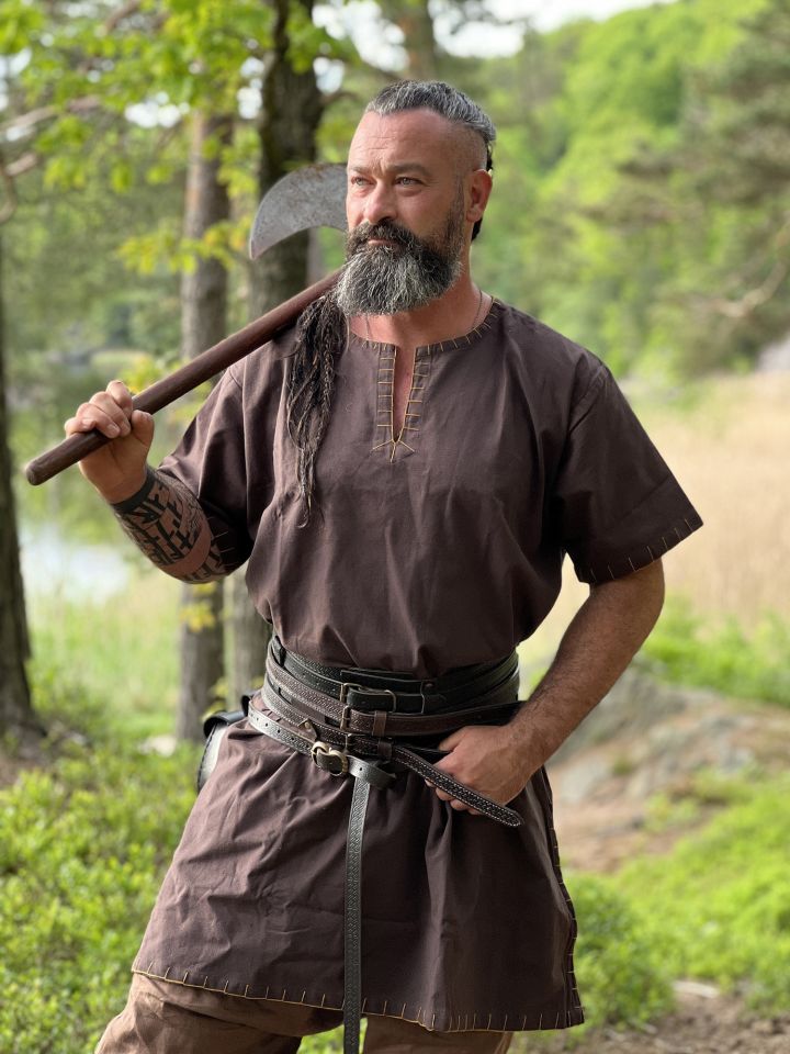 Tunique viking Theobald en marron foncé XL