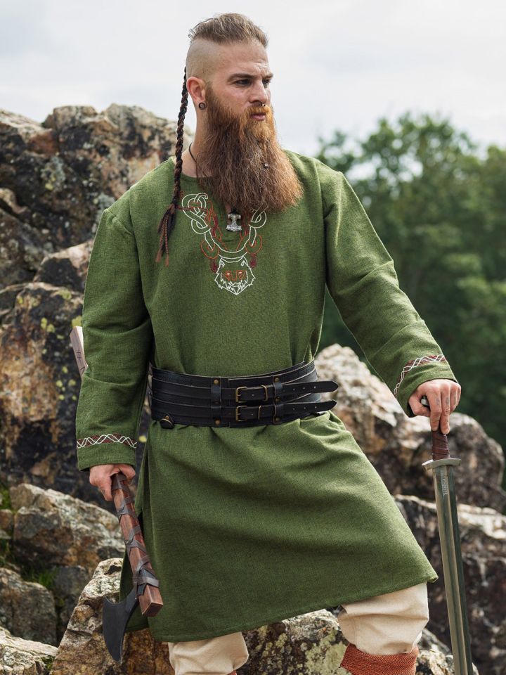 Tunique viking Fenrir, en vert XXXL