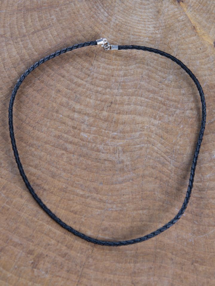 Collier en cuir tressé 45 cm