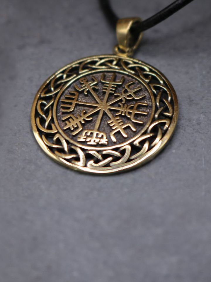 Pendentif Vegvisir avec motif nœud, en bronze