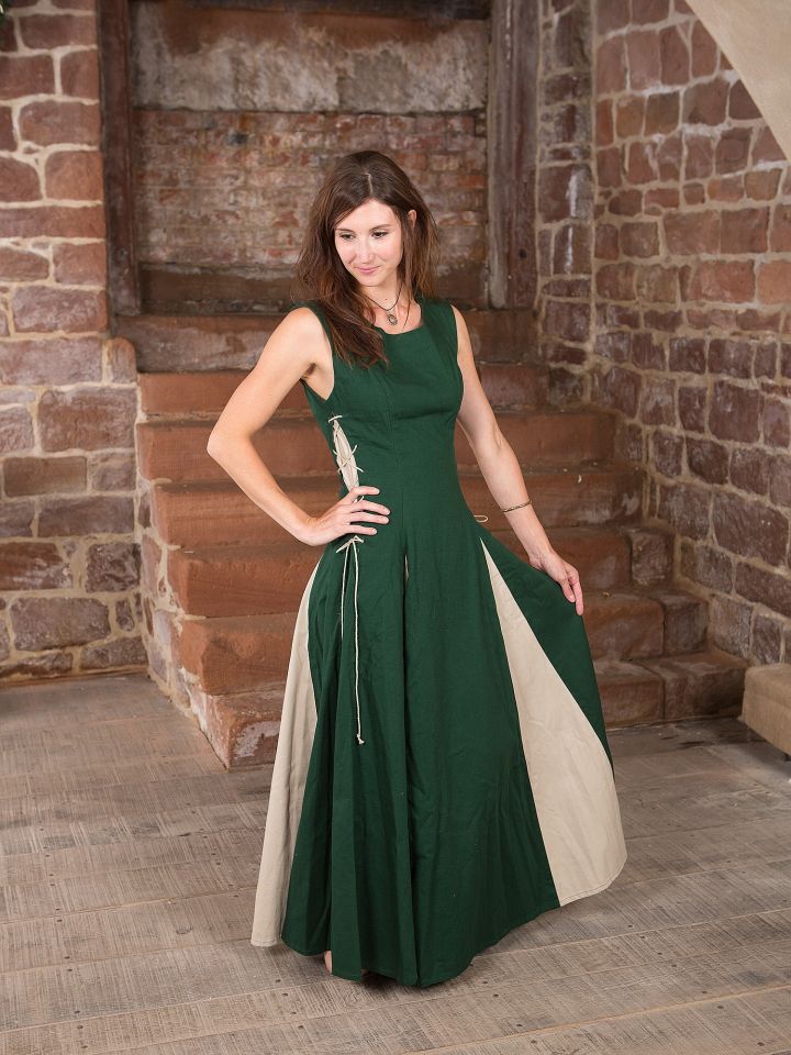 Robe sans manches vert/écru XL