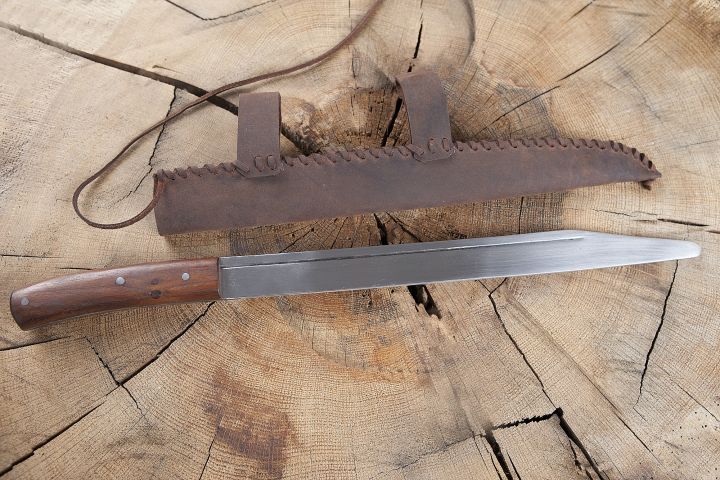 Skamasax de combat et étui en cuir
