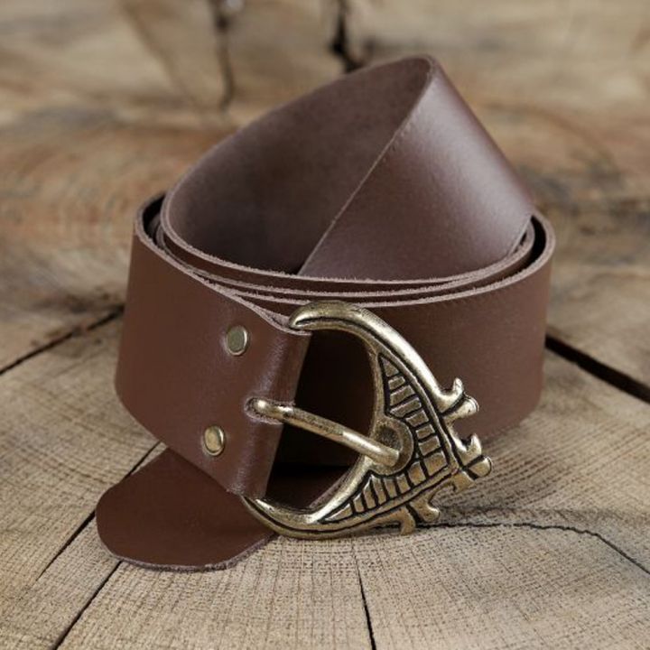 Ceinture médiévale large et longue en marron