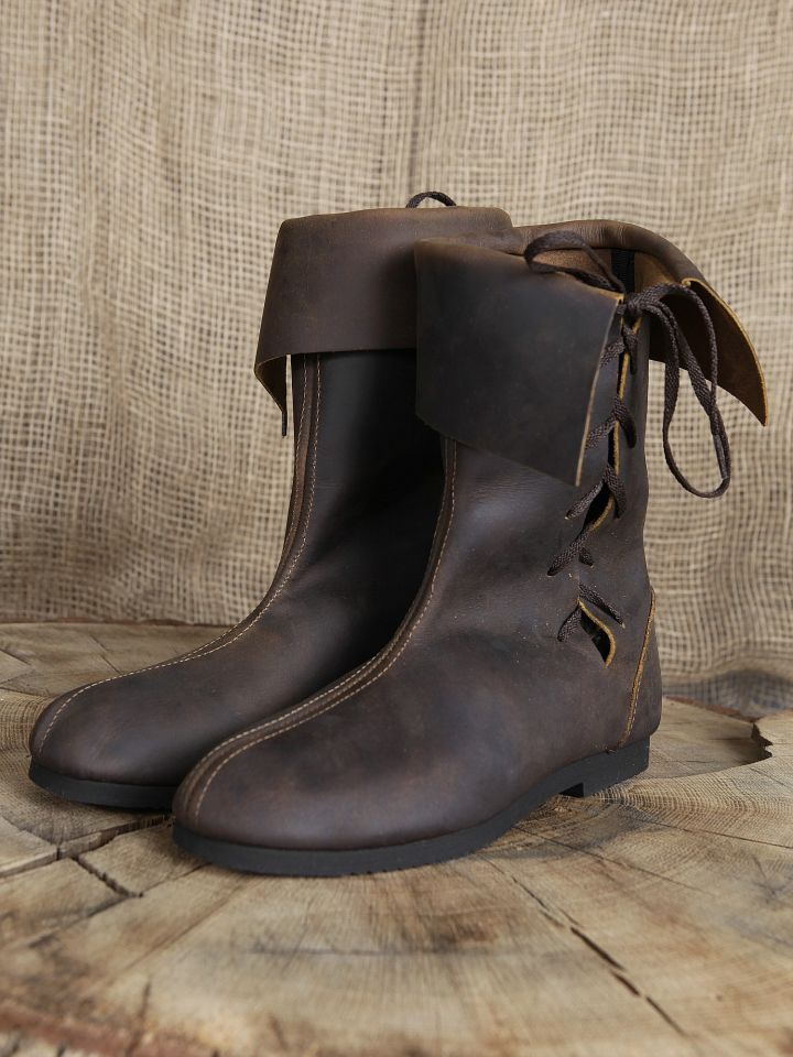 Bottines médiévales en cuir 47 | marron