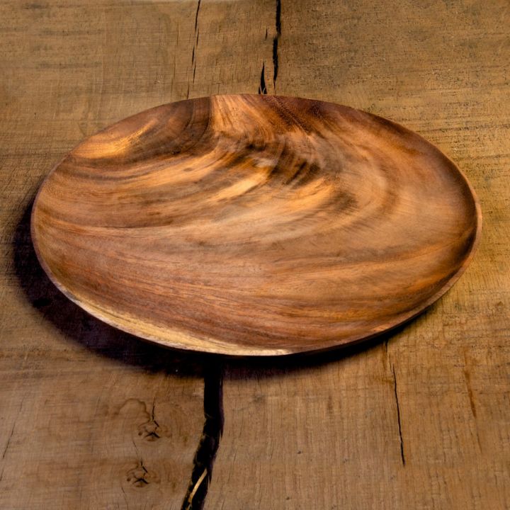 Assiette en bois d'acacia 25 cm de diamètre