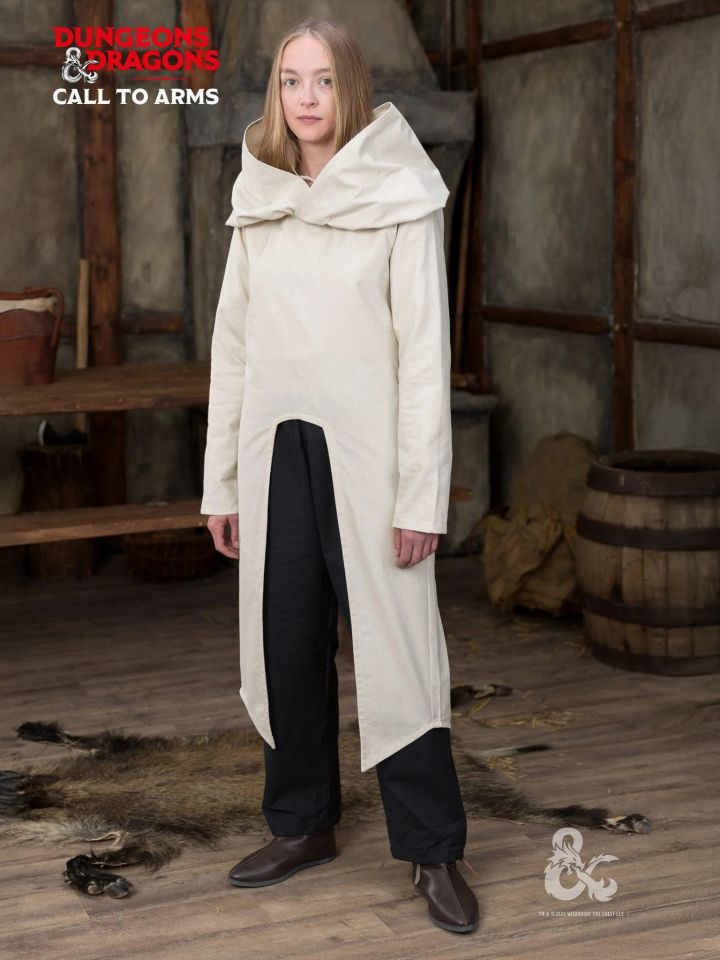 Manteau D&D Paladin à grande capuche en écru