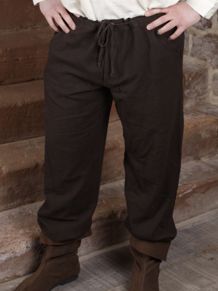 Pantalon à laçage en coton, marron foncé XXL