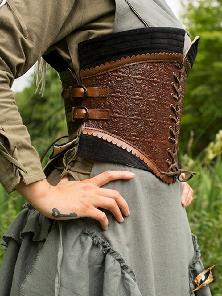 Ceinture bustier, noire et marron