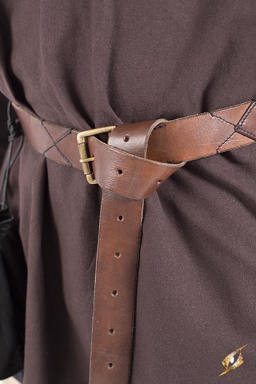 Ceinture longue avec surpiqûres marron