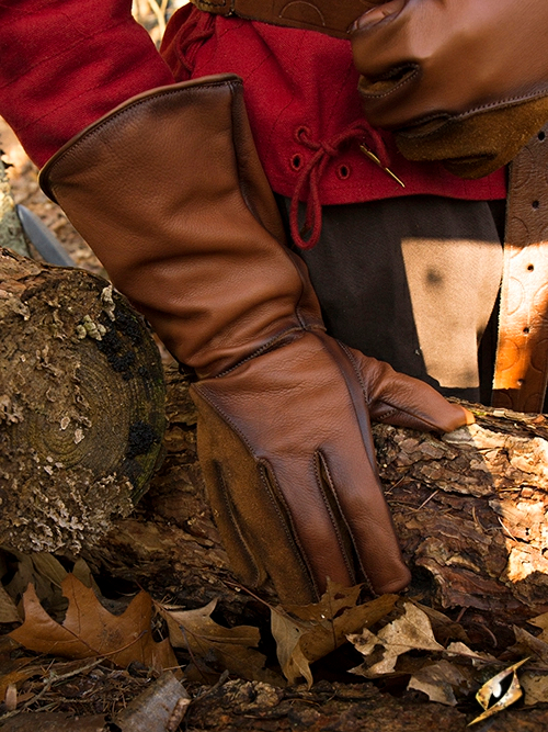 Gant de fauconnier en cuir marron- imitation