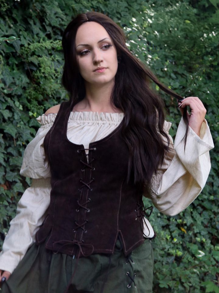 Corset en cuir marron
