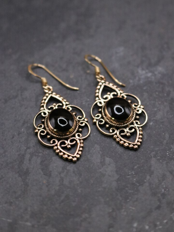 Boucles d'oreilles onyx noir