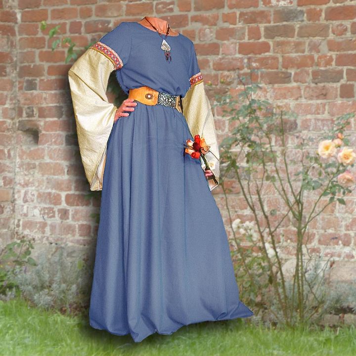 Robe médiévale Johanna à capuche en bleu clair 36 - 42