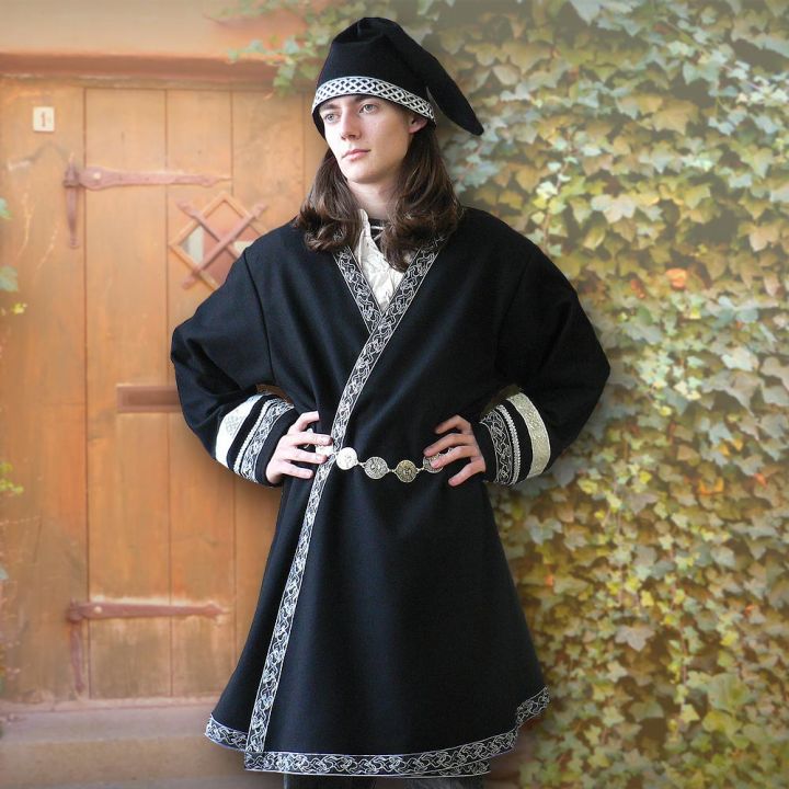 Veste viking croisée, en noir