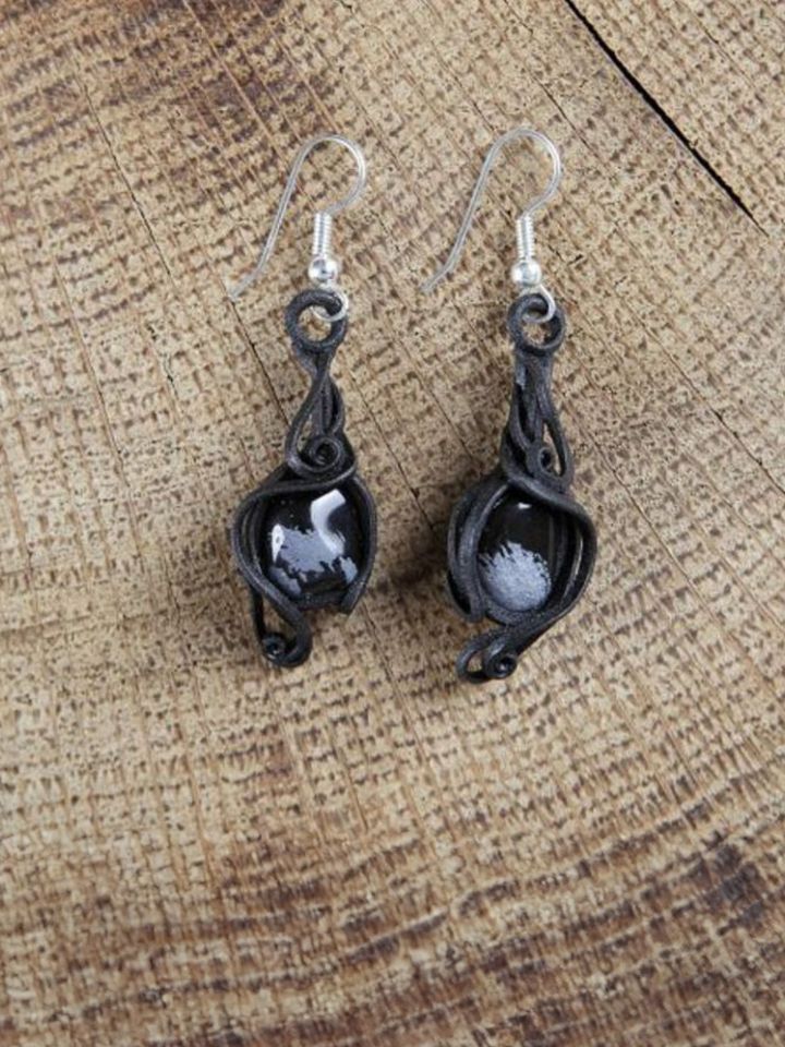 Boucles d'oreilles avec obsidienne