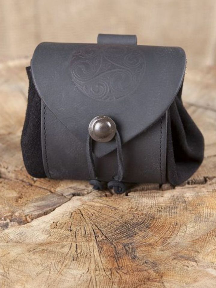 Petit sac de ceinture en cuir Triskele en noir