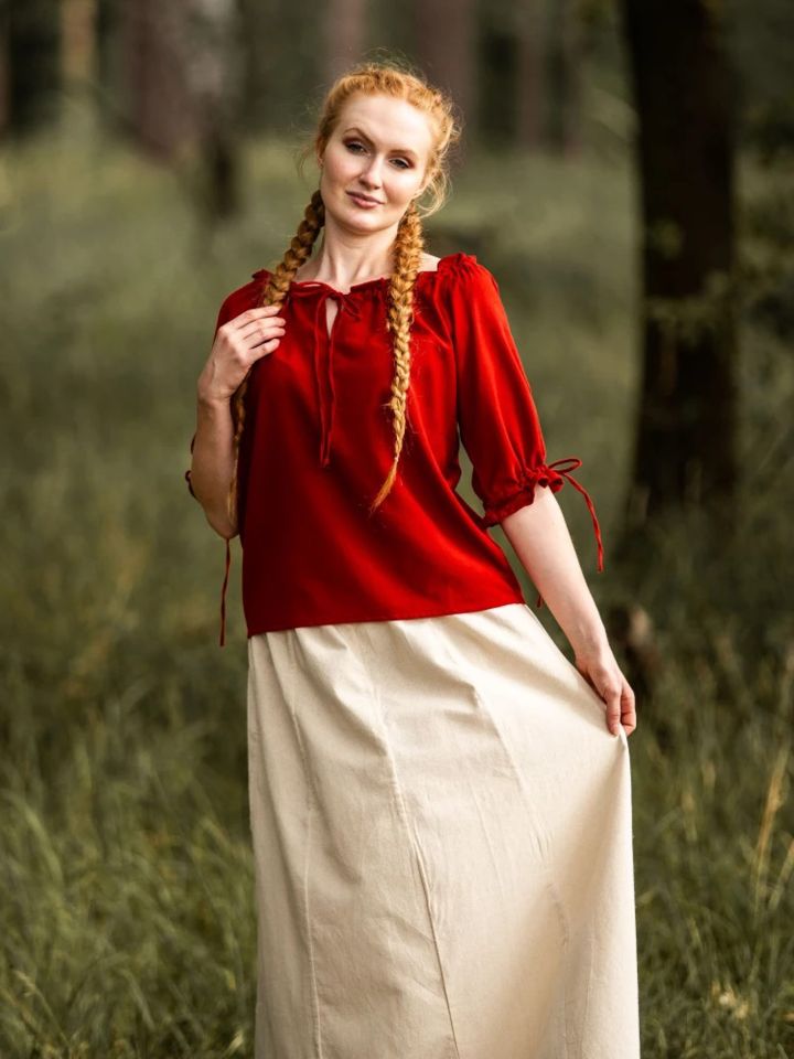 Blouse d'été en coton rouge XL