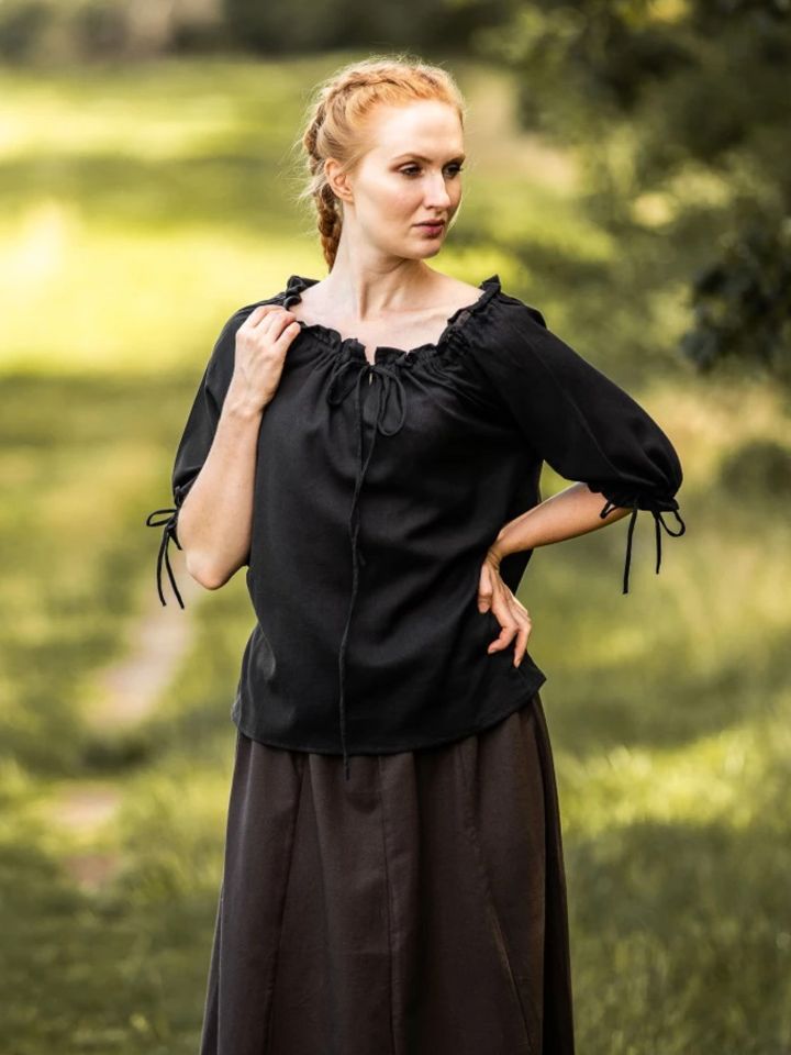 Blouse à manches courtes en noir L