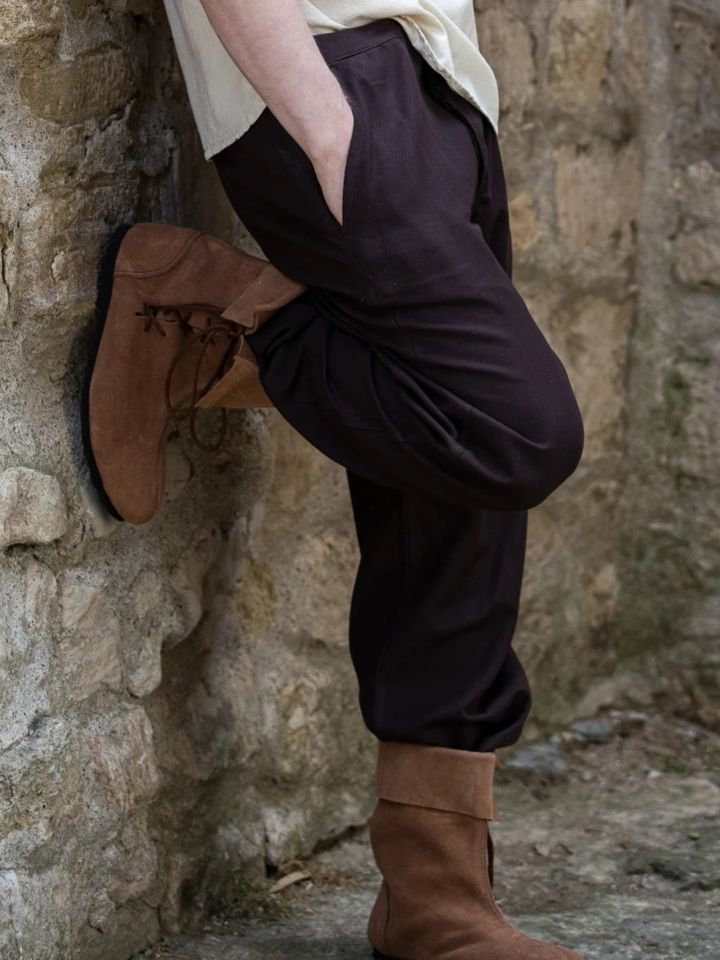 Pantalon à laçage en coton, marron foncé XL