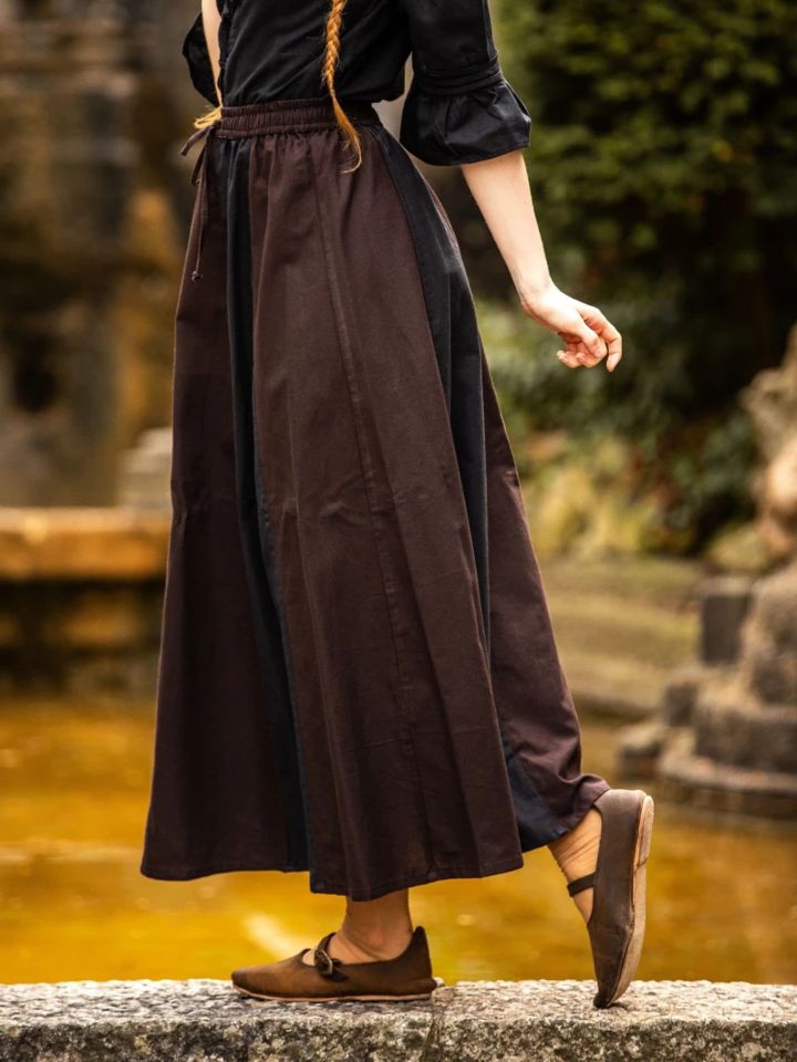 Jupe médiévale bicolore noire et marron