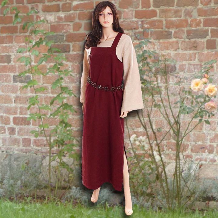 Ensemble robe médiévale rouge et blouse Othilie