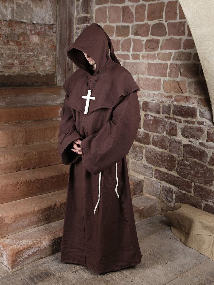 Habit de moine marron avec capuchon amovible