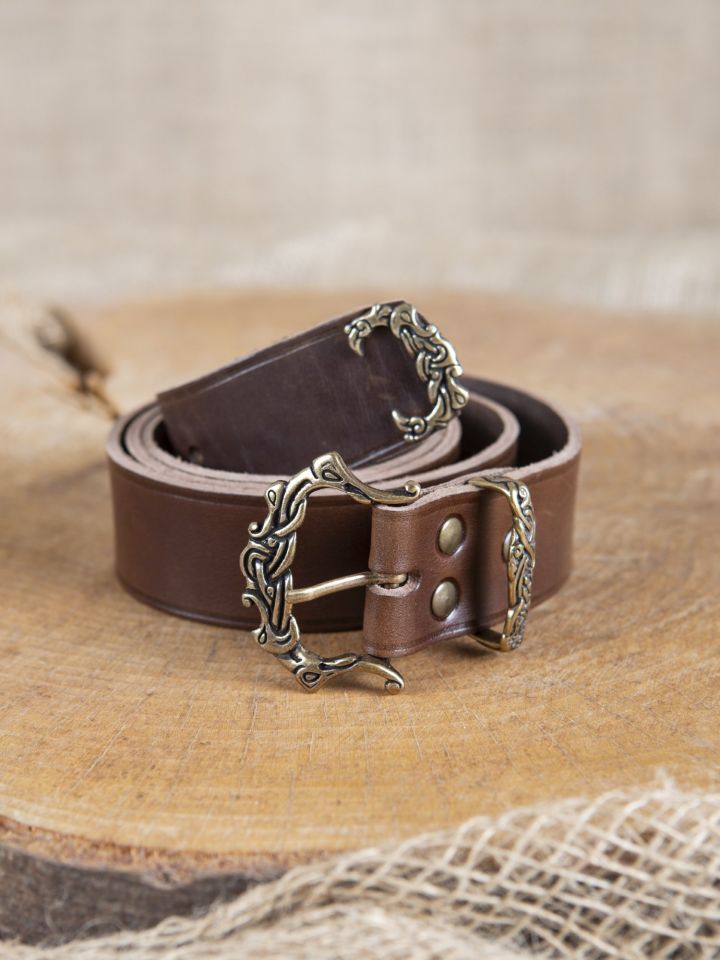 Ceinture viking en cuir marron