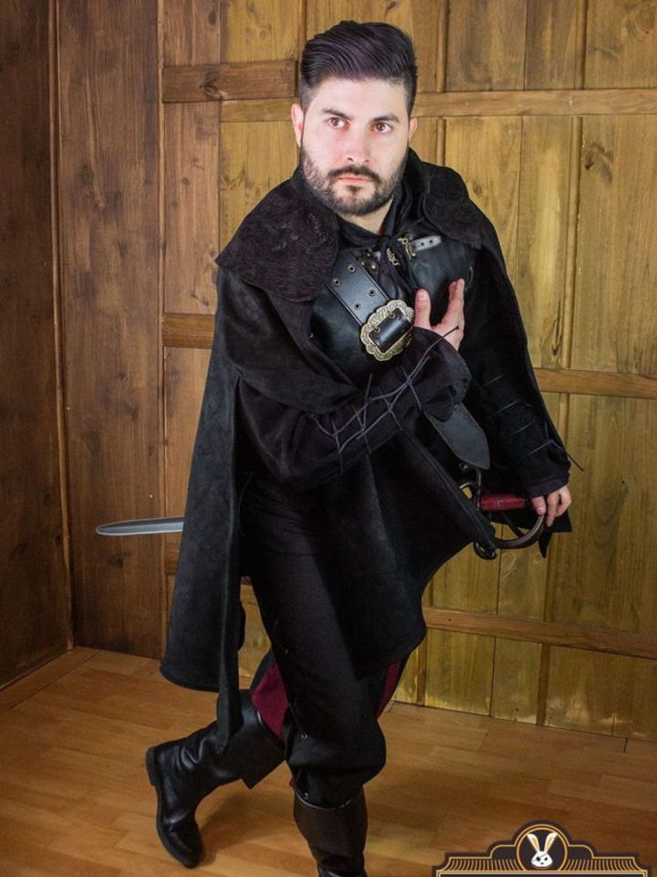 Manteau-cape en cuir - Agrippa, noir