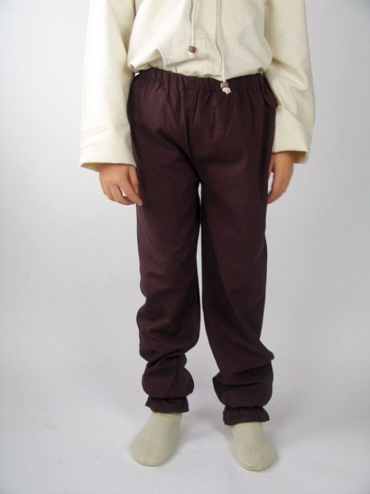 Pantalon médiéval pour enfant, en marron XS