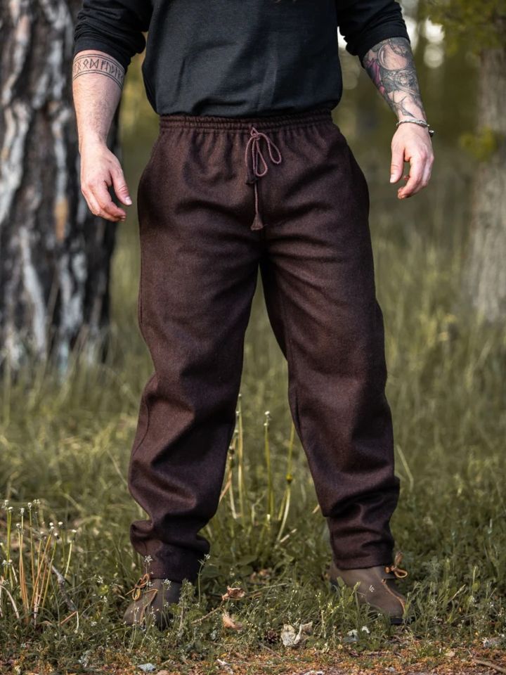 Pantalon médiéval en laine, marron