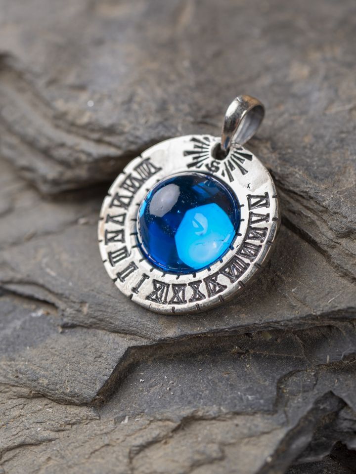 Pendentif cadran solaire Saturne, bleu