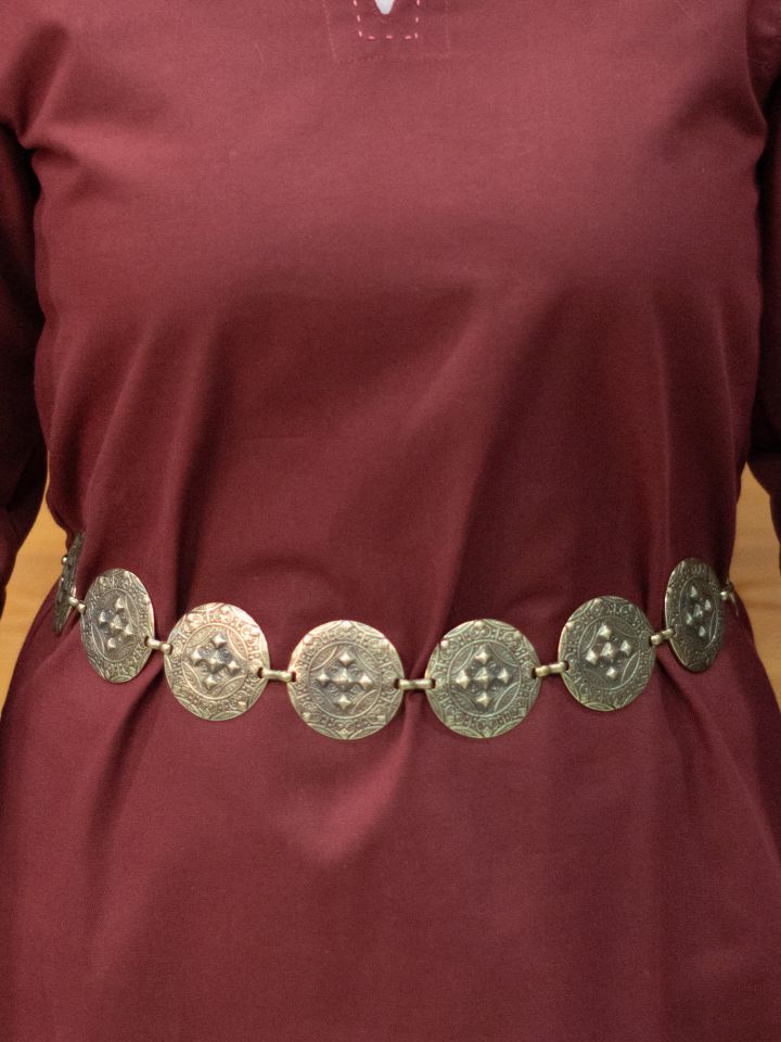 Ceinture en chaîne avec motif de croix laiton ancien