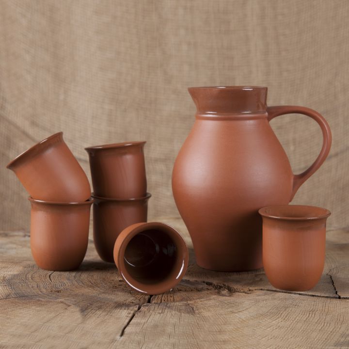 Ensemble en argile cruche et tasses Pichet + 4 tasses 0.2 l