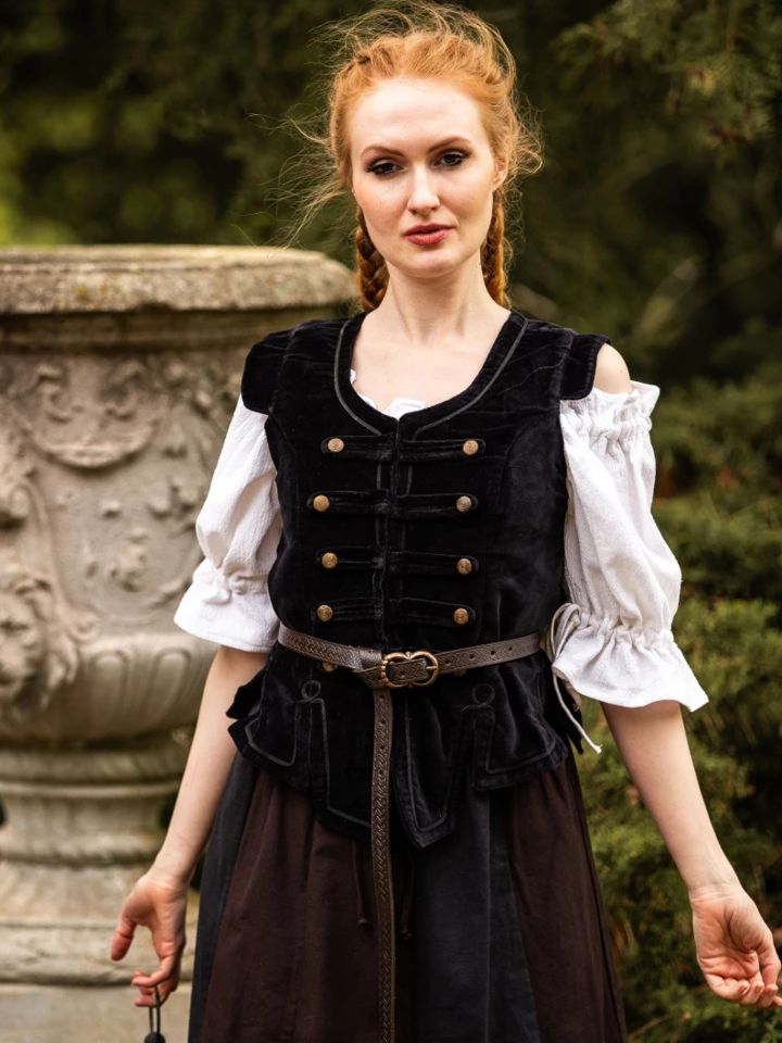 Gilet avec boutons en métal, noir M