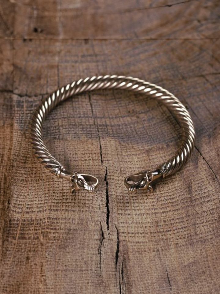 Bracelet Viking à Tête de loup bronze