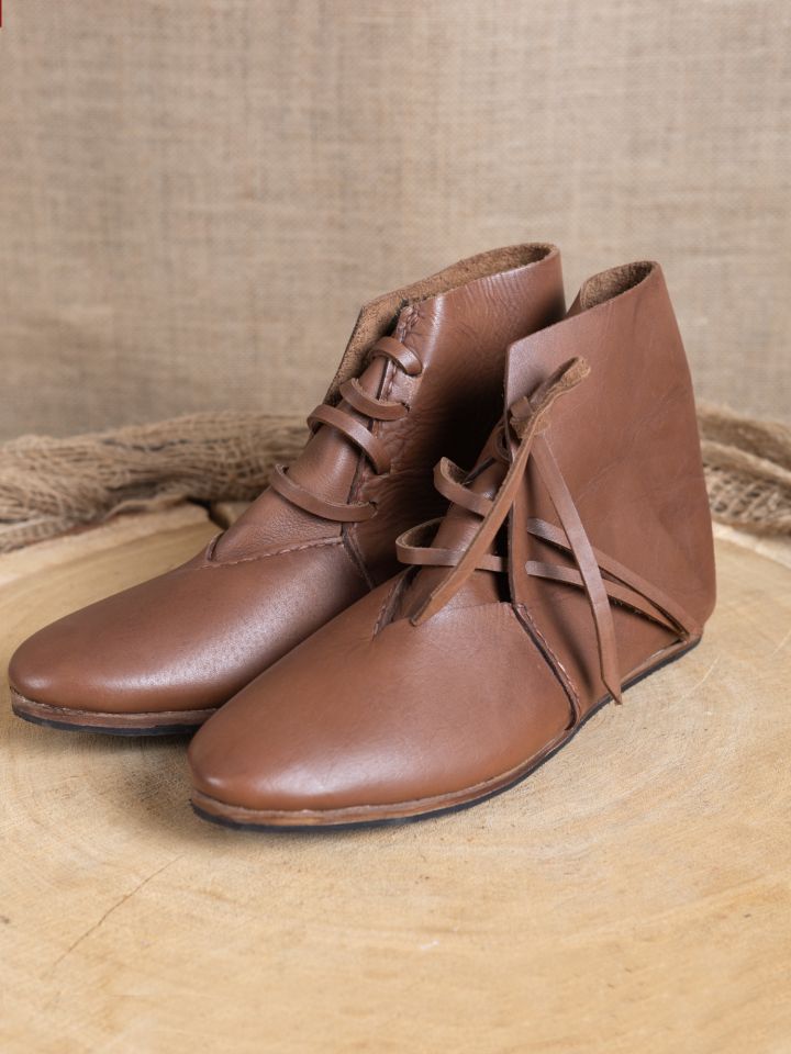 Chaussures médiévales, semelles en caoutchouc, en marron foncé 40