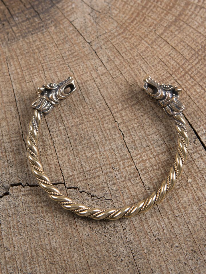 Bracelet en bronze viking à tête de dragon
