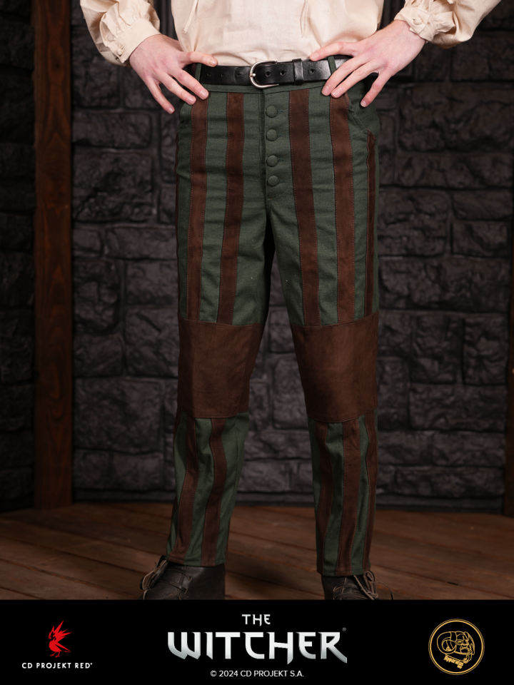 Pantalon Geralt avec bandes de cuir vert