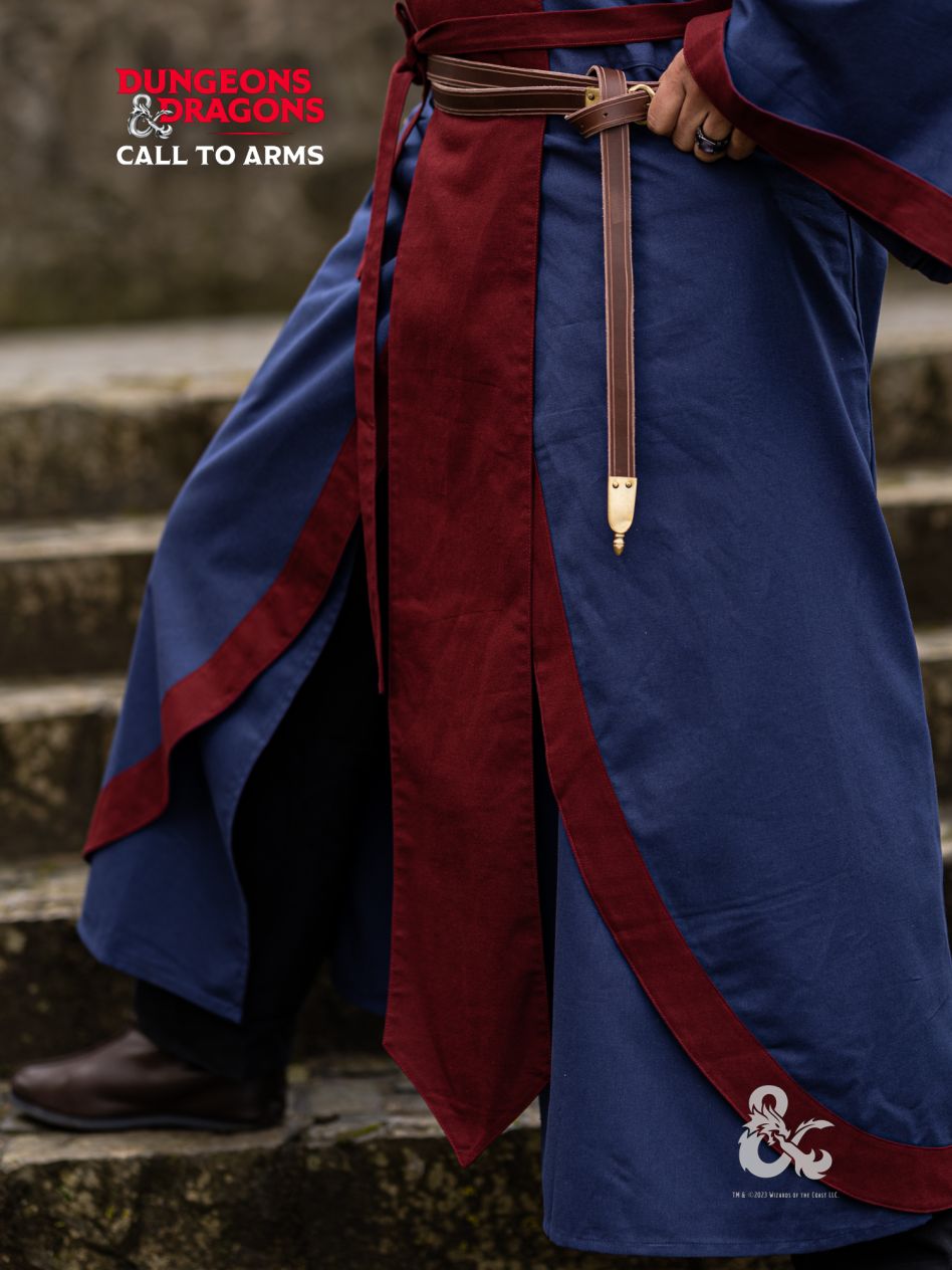 Jupe de combat de mage Donjons et Dragons en bleu et bordeaux La boutique medievale