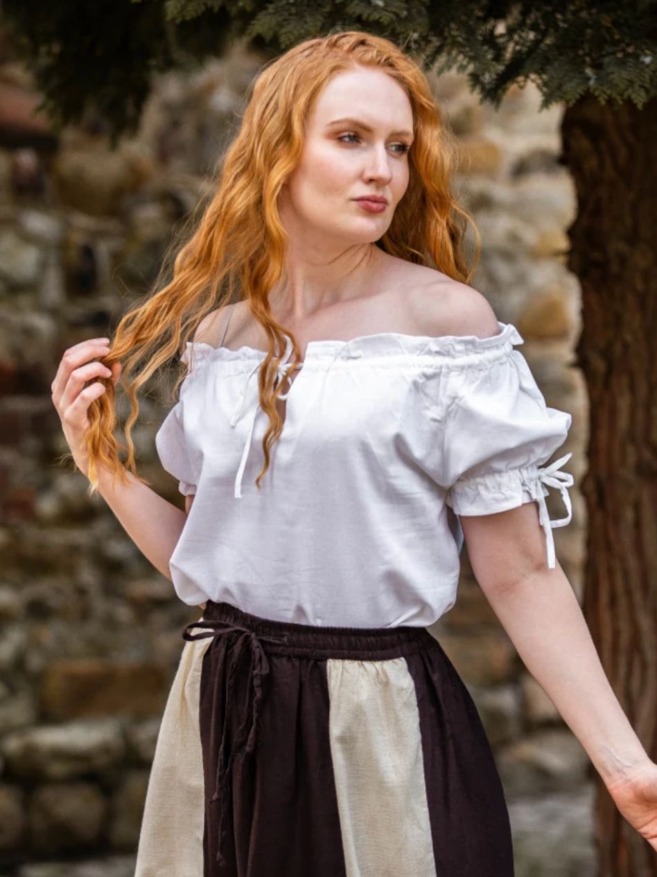 Blouse a manches courtes Otilia blanche La boutique medievale