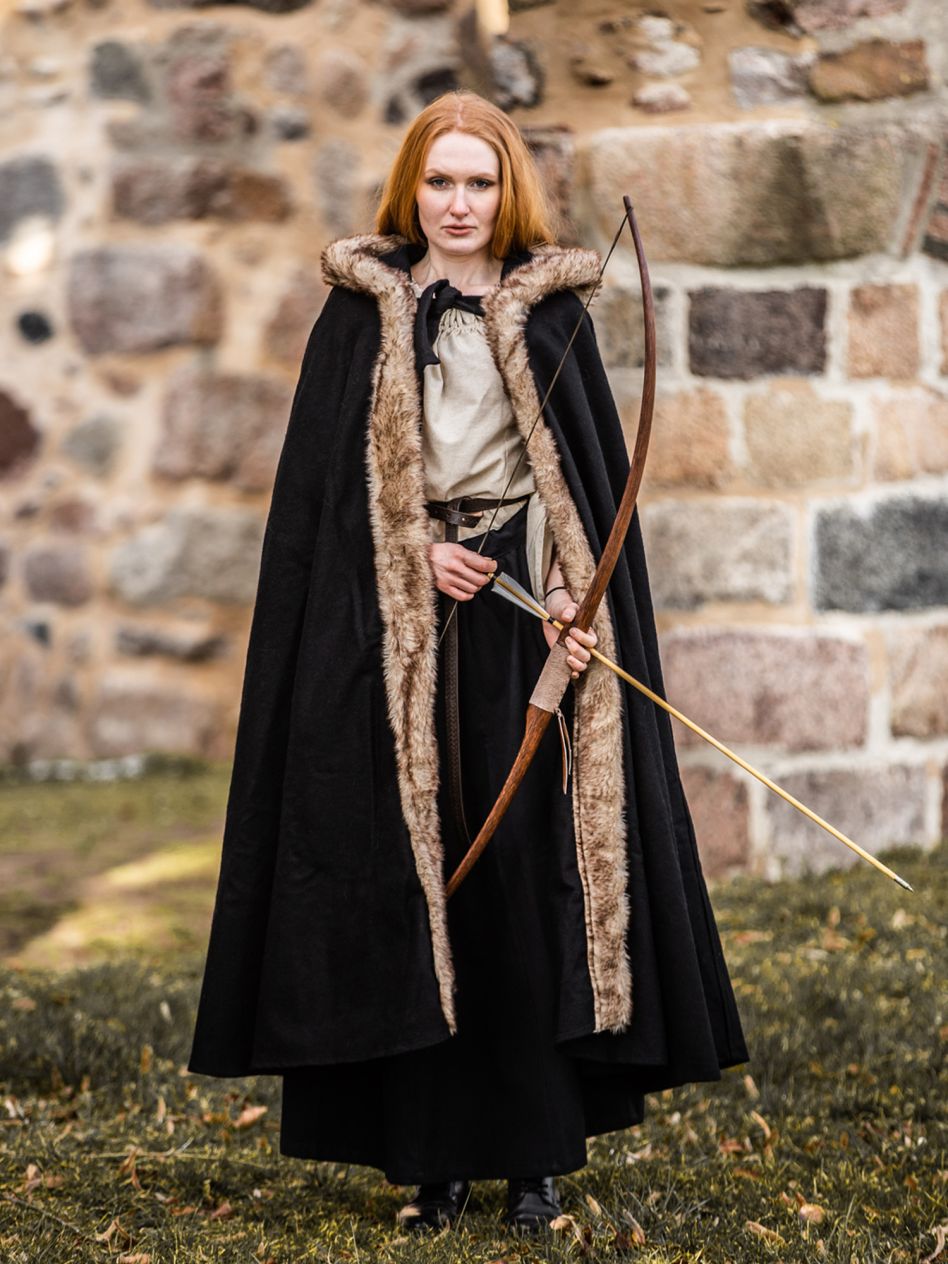Cape a capuche Fjell noir La boutique medievale