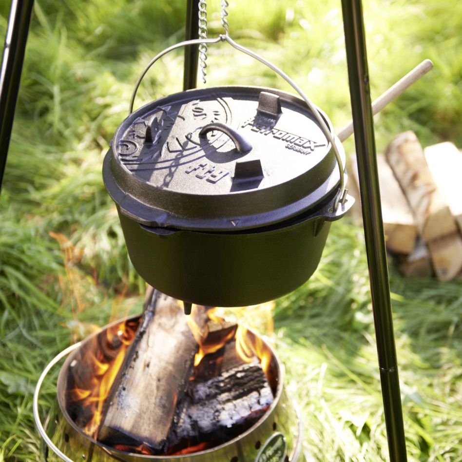 4 L Fonte chasseurs Campfire Barbecue Faitout-Marmite Avec Solide Couverture Couvercle 