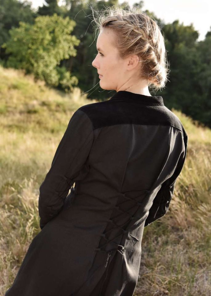 Robe médiévale Meira noire avec bordures en velours XL 10