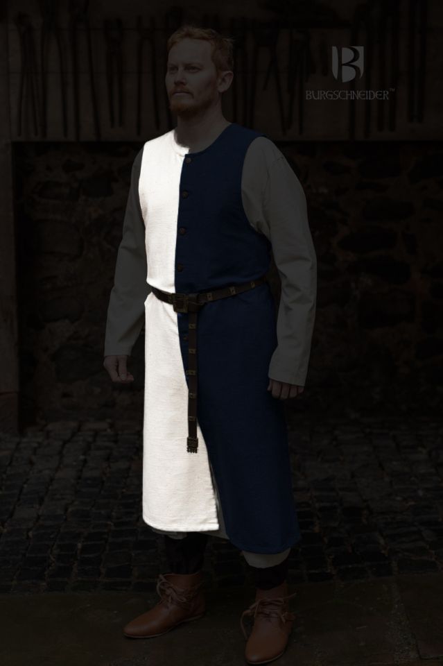 Côté droit du tabard modulable bicolore Auderic en écru 2