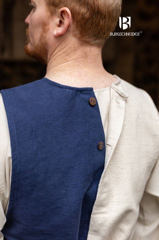 Côté gauche du tabard modulable bicolore Auderic en bleu 2